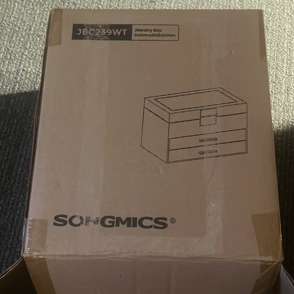 New SONGMICS Jewelry Box with Glass Lid, 3-Layer Jewelry Organizer, 2 Drawers - Picture 6 of 6